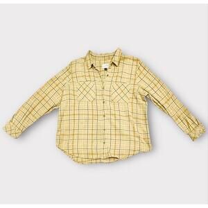 Universal Thread Womens Flannel Shirt Button Up Long Sleeve Yellow Size XL